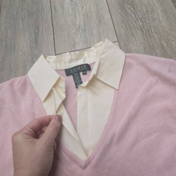 Nwt Lauren Ralph Lauren arctic nights winter rose  silk cashmere blend sweater M - Picture 3 of 11